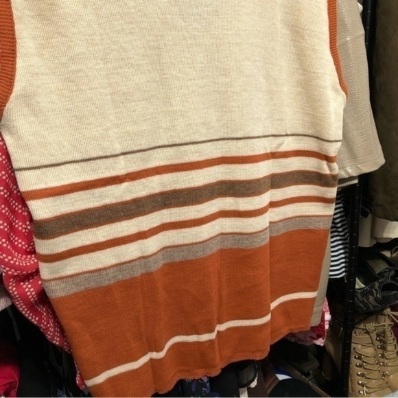 Dead Stock Vintage Striped Ribbed Piping Sweater Vest Sz Large -The "Esther" Top - Picture 5 of 16